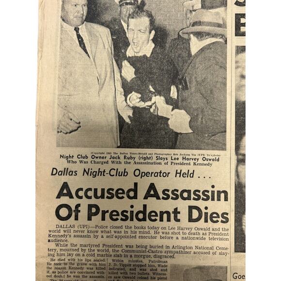 Vintage Newspaper Keneddy Funeral And Oswald Murder Nov 25 1963 - Picture 4 of 5